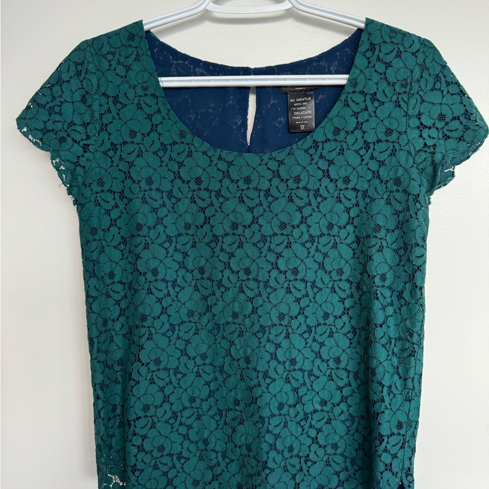 Talula Teal Floral Lace Blouse